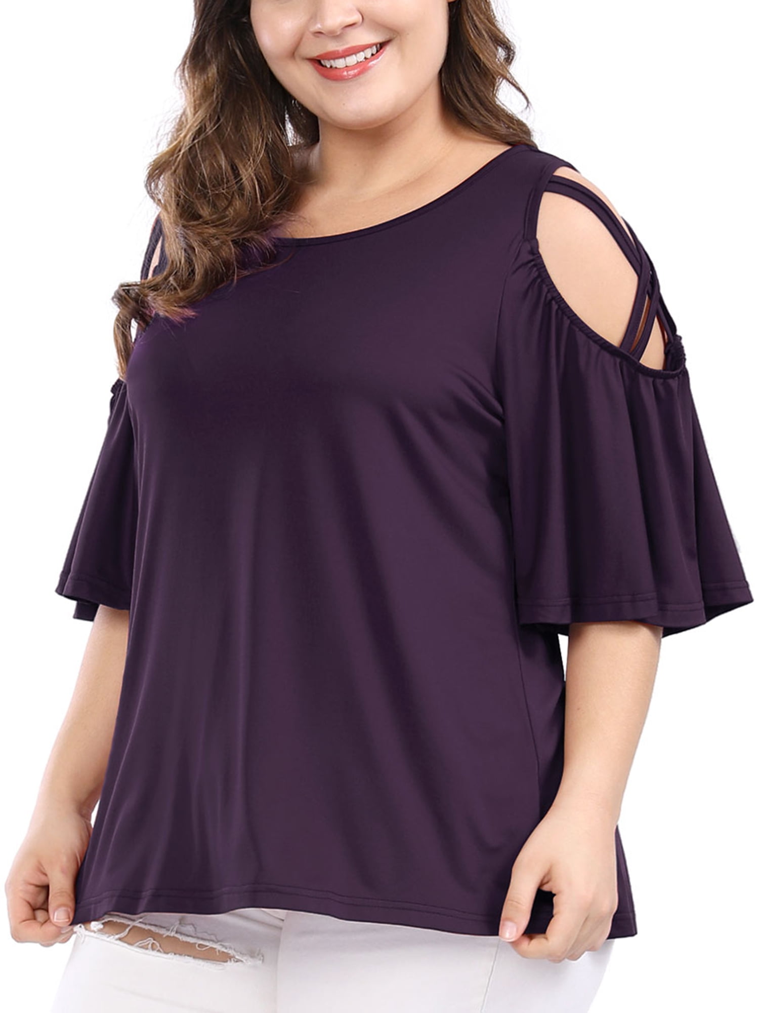 plus size trumpet sleeve dress