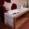 thumbnail image 4 of HOMEMONDE Recycled Blue Table Runner 14" x 72" Denim Braided Stripe Table Top Runner with Tassels, 4 of 5