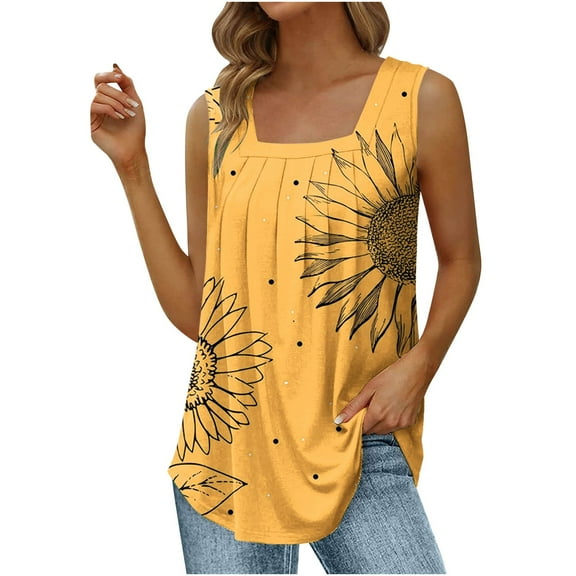 Drses Women's Tank Tops Women's Fashion Print Comfortable Loose T-Shirt Vleeveless Top Womens Summer Tops