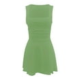 thumbnail image 3 of up to 60% off TOPUUTP Summer Dresses for Women Clearance Under $10 Trendy Summer Square Neck Mini Dress Casual Sleeveless Ruched Workout Golf Athletic Dresses Green M, 3 of 4