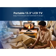 Emerson ET-1300 Portable 13.3” Digital TV with Built-in Rechargeable Battery and DC Car Adapter, Black