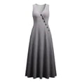 thumbnail image 7 of Oplxuo Summer Maxi Dresses for Women Linen V Neck Sleeveless Beach Sundress Button Casual Loose Tank Dress with Pockets, 7 of 7