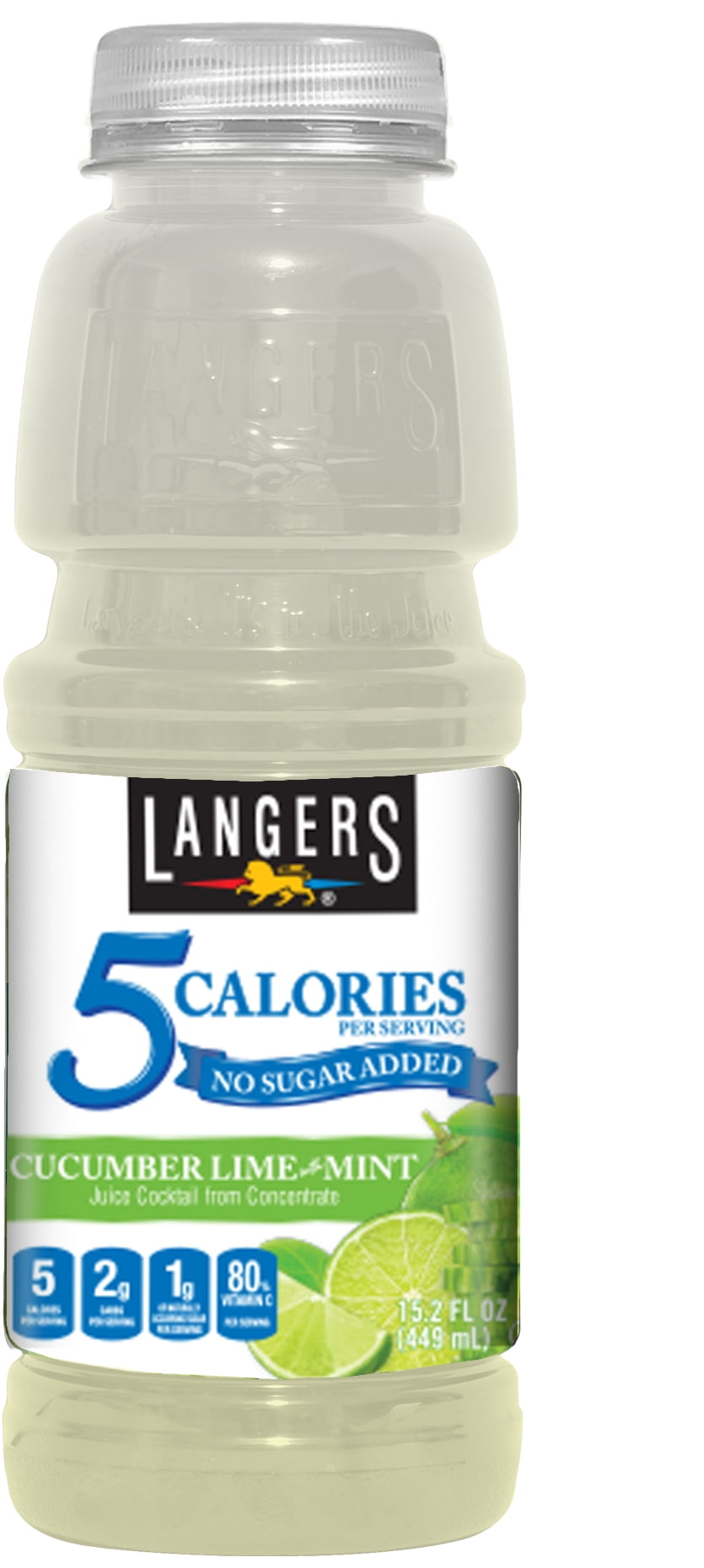 Langers Juice, 5 Cal Cucumber Lime w Mint,15.2 Fl Oz, 12 Count