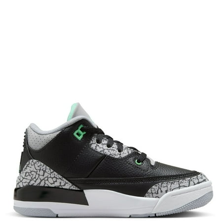 Little Kid's Jordan 3 Retro Black/Green Glow-Wolf Grey (DM0966 031) - 13