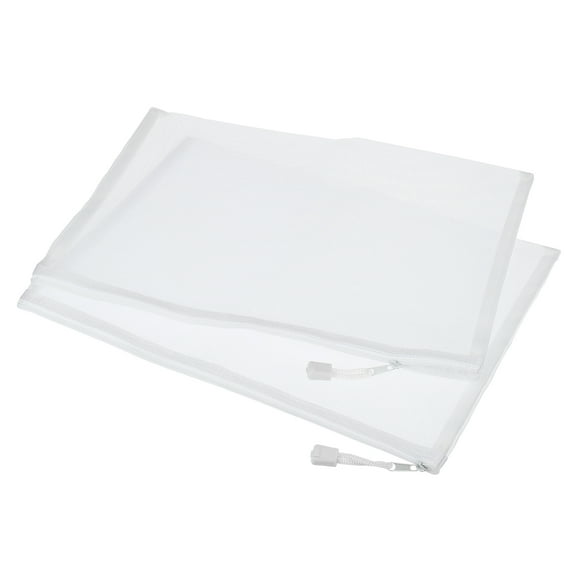 Uxcell A4 File Pouch Storage Pockets Mesh Zipper Bags, White 6 Pack