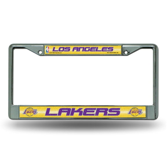 Los Angeles Basketball Lakers Standard Size Chrome License Plate Frame - It Sparkles! - Let's Go!