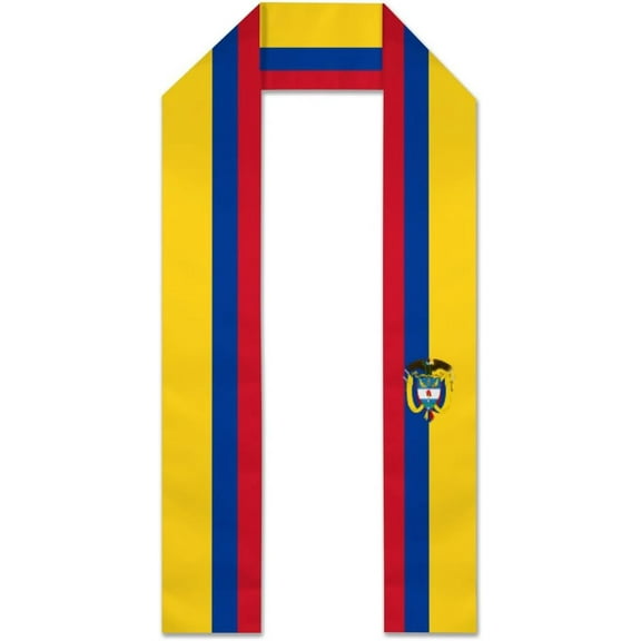 Emblem Colombia Flag Graduation Stole Graduate Shawl Sash Scraf Gift For Abroad Student International Study (Square)