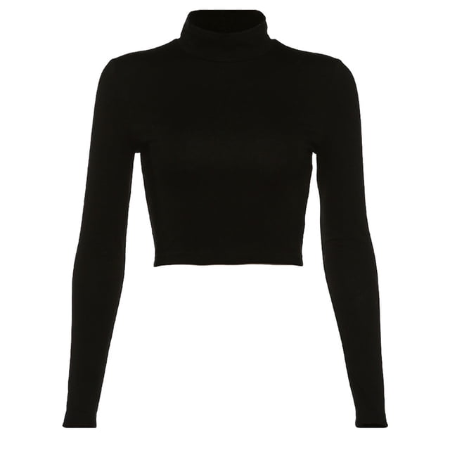 Qarigey Camiseta Sexy Harajuku con espalda abierta para mujer, camiseta de manga larga, camisetas recortadas de verano, ropa blanca, camiseta vintage, Prendas para la parte del cuerpo Negro S