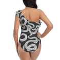 thumbnail image 5 of Picia Snake Pattern Women's One Piece Swimsuits,One Shoulder Swimwear Asymmetric ,Ruffle Monokinis Bathing Suits,High Waisted Flattering Bathing Suits-XX-Large, 5 of 8