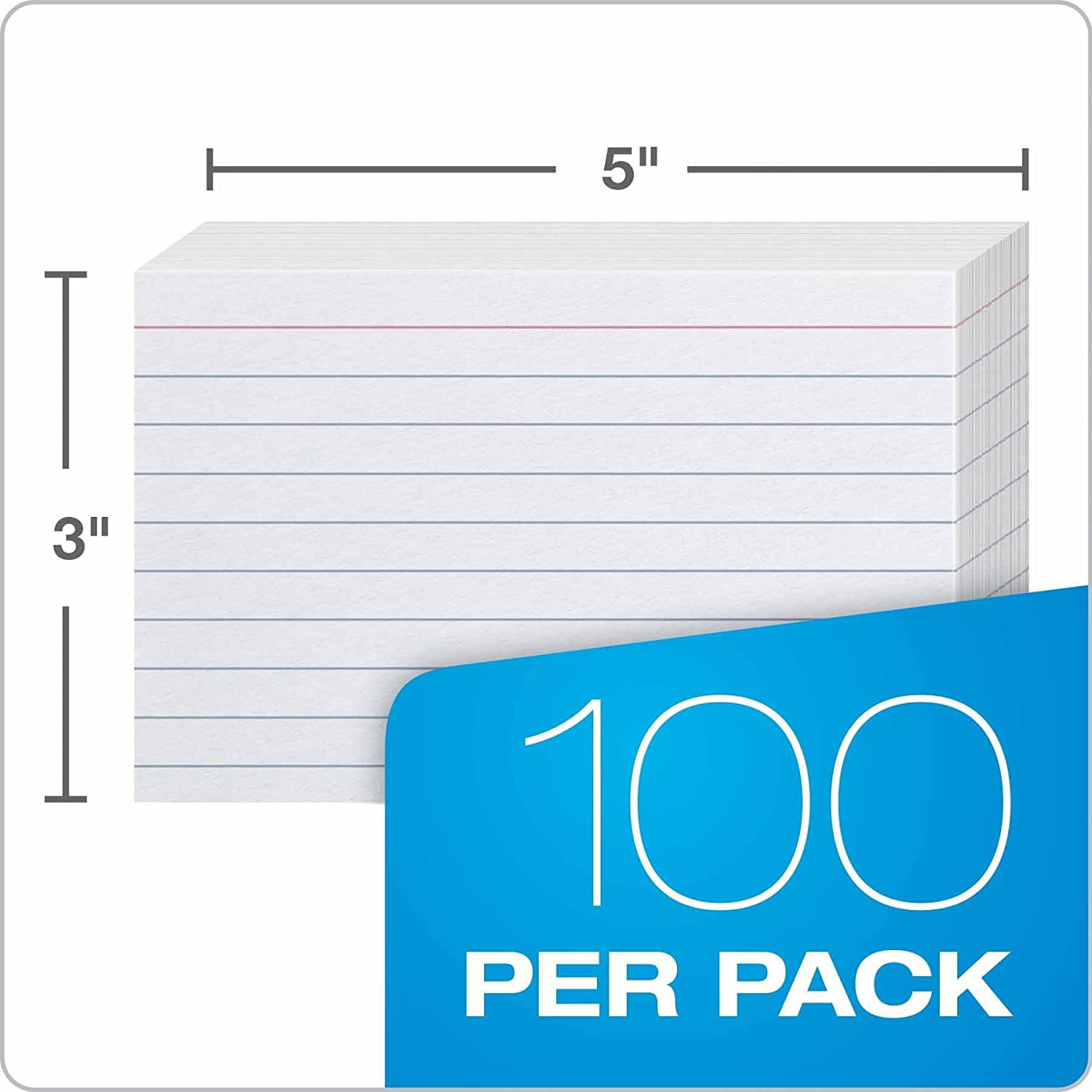 3 x 5 10 Packs of 100" White Oxford "Ruled Index Cards 