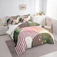 thumbnail image 2 of Castle Fairy Boho Tropical Leaf Twin Bedding Sets 7-Piece for Kids, Geometric Print Bedding Comforter Set for Bedroom, Green Pink, 2 of 7