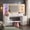 White, variant on Afuhokles 59.1" Fluted Vanity with Lighted Mirror, Wood Makeup Vanity Desk with Sound Sync LED Lights, 8 Drawers, 2 Glass Cabinets, and Charging Station, Oak