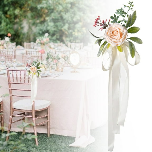 Wedding Chair Decor, Elegant Artificial Flower Bouquets for Chair Back Decorations, Wedding Ceremony and Reception Decor, Photography Props for Bride and Groom Chairs