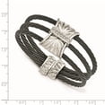 thumbnail image 3 of Titanium Bracelet Cuff Round mm 6 in Edward Mirell Sterling Silver Wht Sapphire Cable Bangle, 3 of 4