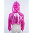 thumbnail image 5 of TiaoBug Shiny Metallic Cropped Hoodie Sweatshirt for Girls Cheerleading Performance Jazz Dance Crop Top Hot Pink 14, 5 of 7