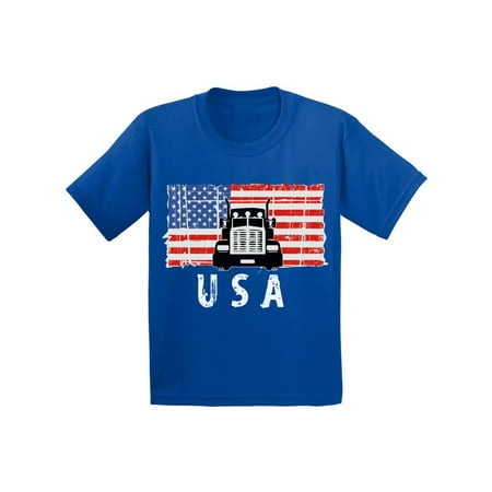 

Awkward Styles Truck USA Toddler Shirt Proud American USA Patriotic Kids T shirt Stripes and Stars Retro USA Tshirt for Boys United States of America Retro USA Tshirt for Girls 51 States