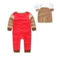 thumbnail image 2 of Unisex Baby Lovely Christmas Deer Snowman Cotton Winter Romper with Hat 2 ocs Outfit Set (80/6-12 Months, Brown Deer), 2 of 6