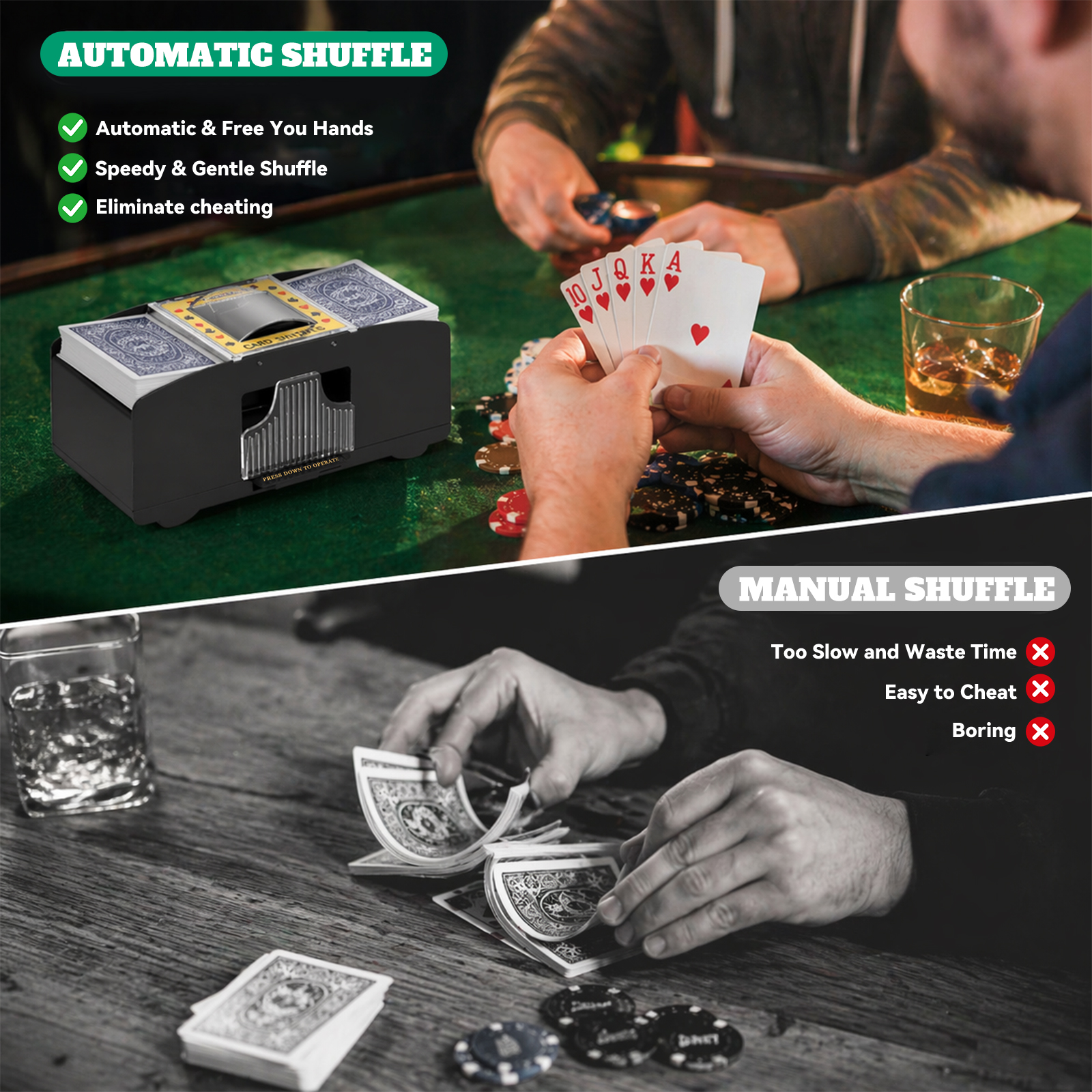 INCTUO Automatic Card Shuffler, 2-Deck Capacity photo 5