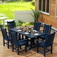 thumbnail image 2 of WestinTrends Malibu 7 Piece Outdoor Dining Set, All Weather Poly Lumber Patio Table and Chairs Furniture Set, 71" Trestle Dining Table with Umbrella Hole and 6 Arm Chairs, Navy Blue, 2 of 7