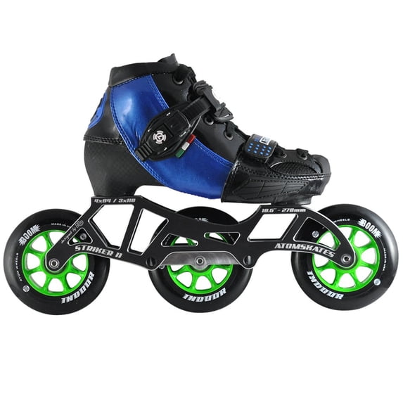 Atom Luigino Kid's 3 Wheel Adjustable Challenge Indoor Inline Skate Package (13j-2, Blue, 90mm Firm, ABEC 7)