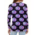 thumbnail image 5 of Women's Halloween T-Shirt Plus Size V-Neck 3/4 Sleeve Top, Witchy Print Halloween Blouse Fall Party and Casual Outfit 02-Dark Purple S, 5 of 5