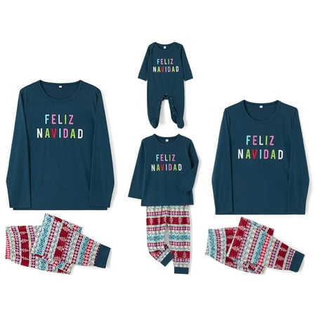 

Dewadbow Family Matching Christmas Pajamas Set Xmas PJS Set Soft Long Sleeve Holiday Sleepwear Outfits for Women Men Couples