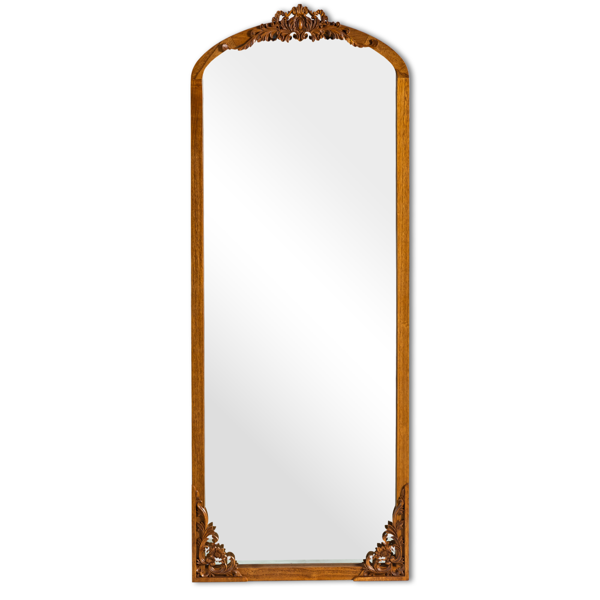 MAYEERTY 64x21 Solid Wood Step Right-Angle Arch Charred Full-Length Mirror