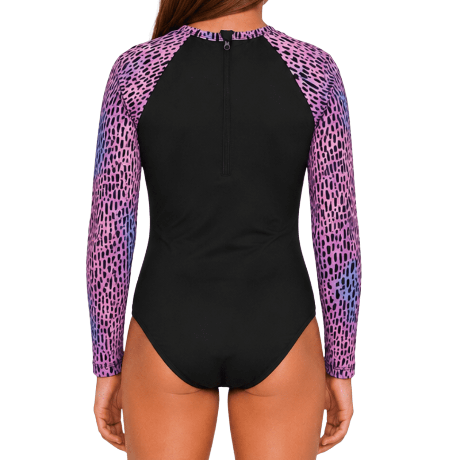 Maui and Sons Girls Organica Long Sleeve One-Piece Swimsuit, High Performance Stretch Bathing Suit and Athletic Swimwear for Kids