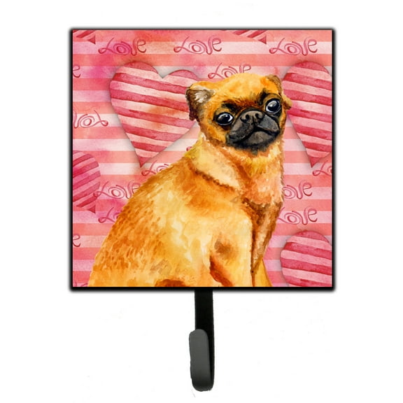 Small Brabant Griffon Love Leash or Key Holder Red