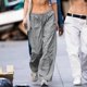 thumbnail image 3 of Daily School Office Pant Dancer Practicing Wearing s Style Trousers Straight Wide Leg Cargo With Pocket for Women Gray L, 3 of 4