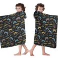 thumbnail image 4 of Colorful Games Word Black Pattern Hooded Bath Towel，60"x35" for Ages 3 To 12 Kids, Quick Dry Lightweight Soft Microfiber Hood Beach Towel Cover Up for Kids, 4 of 7