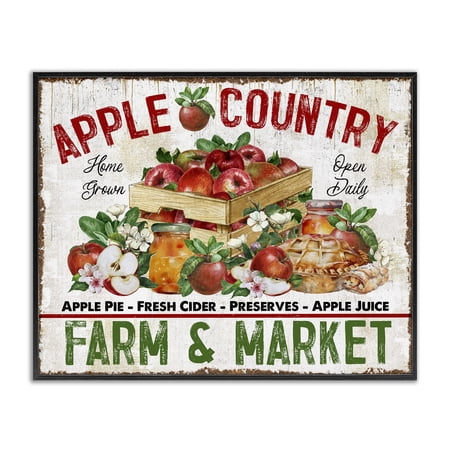 Stupell Industries Apple Country Market Holiday Painting Black Framed Art Prints Wall Art, 14 x 11