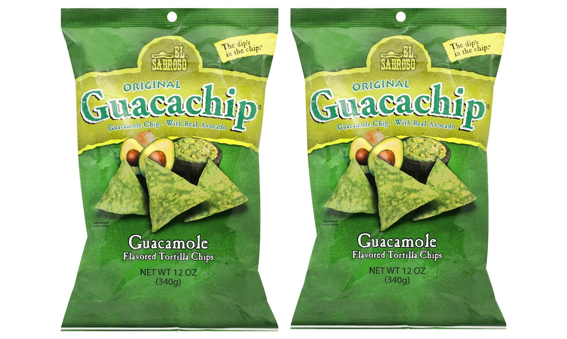 El Sabroso Guacamole Tortilla Chips 12 oz. Bags (2 Bags)