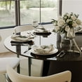 thumbnail image 3 of POVISON-47"Modern Round Kitchen Dining Table For 4, Glossy Black Sintered Stone Round Dining Table, Solid Black Carbon Steel Base, 3 of 8