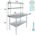 thumbnail image 3 of AmGood 30" x 48" Stainless Steel Work Table With 12" Wide Double Tier Overshelf | Metal Kitchen Prep Table & Shelving Combo, 3 of 9