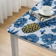 thumbnail image 4 of HAOXIT  Blue Pineapple Flower Square  Fitted Tablecloth, Waterproof Square  Table Cloth with Elastic Edged Washable Table Cover for Indoor Outdoor Fits Tables, Medium 52*52, 4 of 7