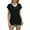 Black, variant on Zori Womens V Neck Puff Short Sleeve Pleated T Shirts Fashion Summer Tops Loose Flowy Tunics Solid Color Blouse Shirts