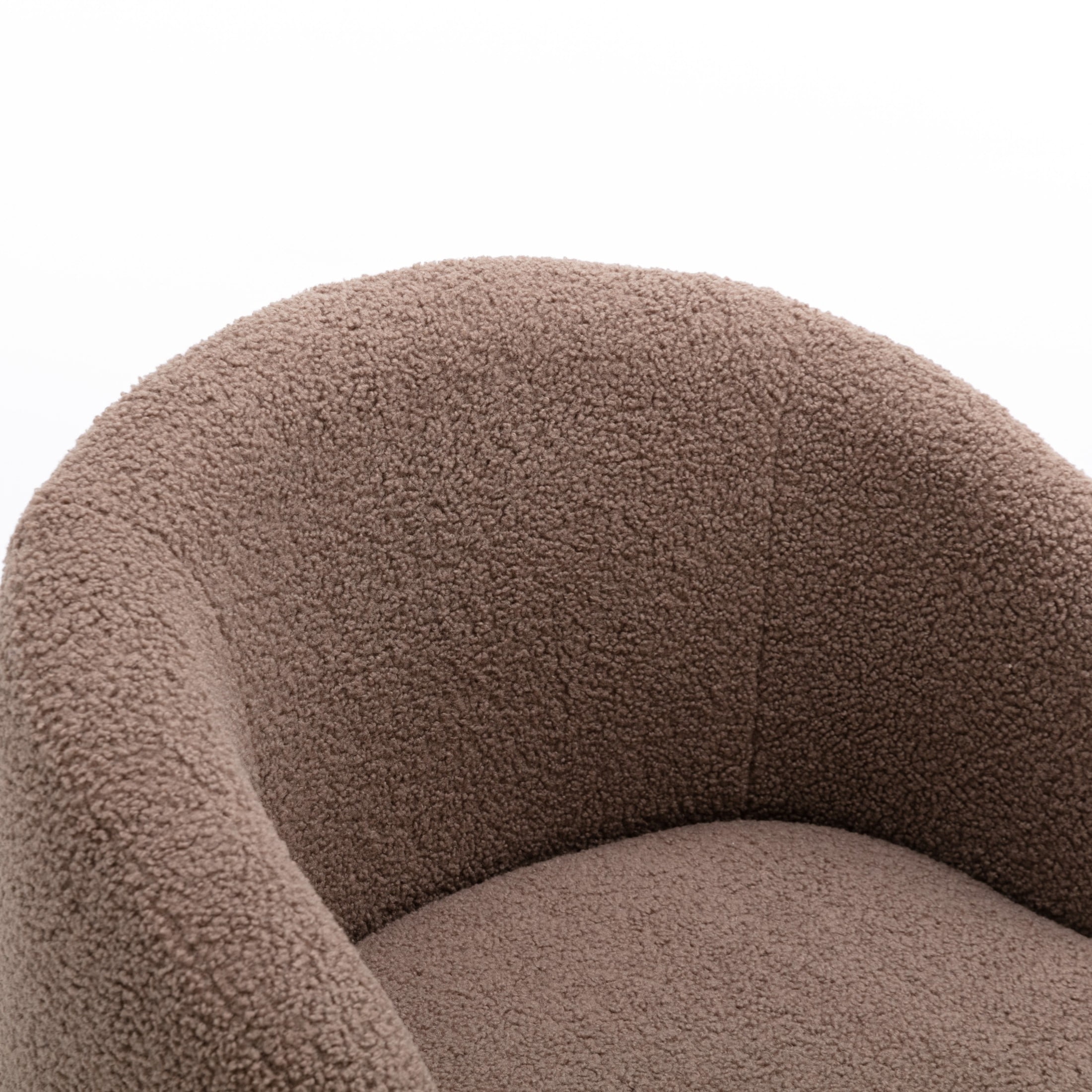 Noble House Arissa 26" Teddy Ergonomic Barrel Armchair, Swivel Reading Chair with Metal Base for Living Room, Coffee