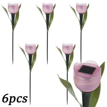 

6 Garden Tulip Flower Shape LED Solar Powered Lights Outdoor Yard Standing Decor