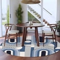 thumbnail image 5 of 6ft Washable Round Rug, Mid-Century Modern Non-Slip Circle Area Rug for Living Room Bedroom, Curve Abstract Geometric Blue Gray Indoor Floor Mat for Home Decor, 5 of 9