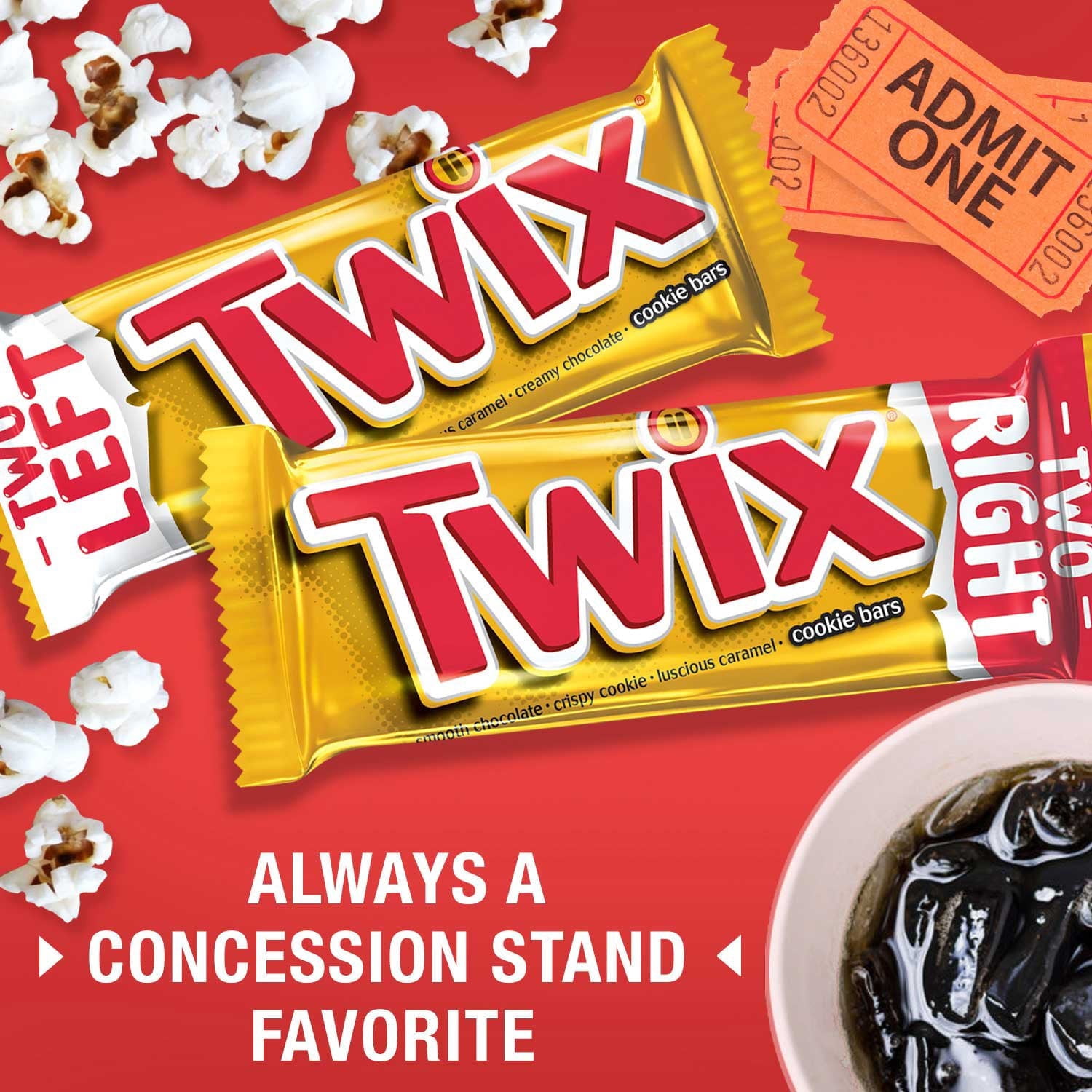 Twix Caramel Cookie Chocolate Candy Bars, Full Size, 1.79 oz., 36 pk. With White Bowl By OMA