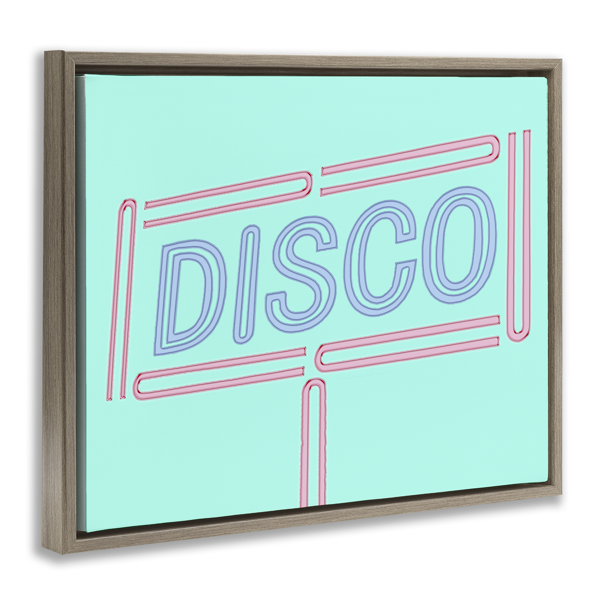 Stupell Industries Retro Disco Sign Typography Painting Brown Floater Framed Art Print Wall Art, 31 x 25