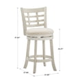 thumbnail image 7 of Weston Home Shapel Window Back 24"H Swivel Counter Height Stool, Antique White Finish, Beige Linen, 7 of 7