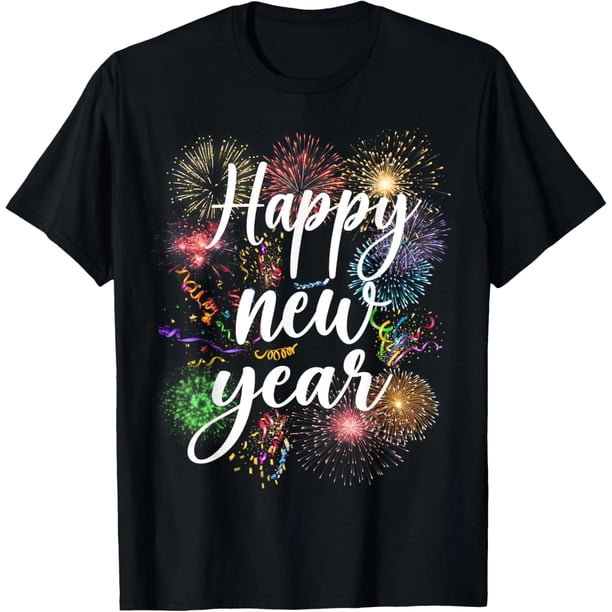 Camiseta de Mujer para Año Nuevo 2026 con Diseño de Fuegos Artificiales y Familia