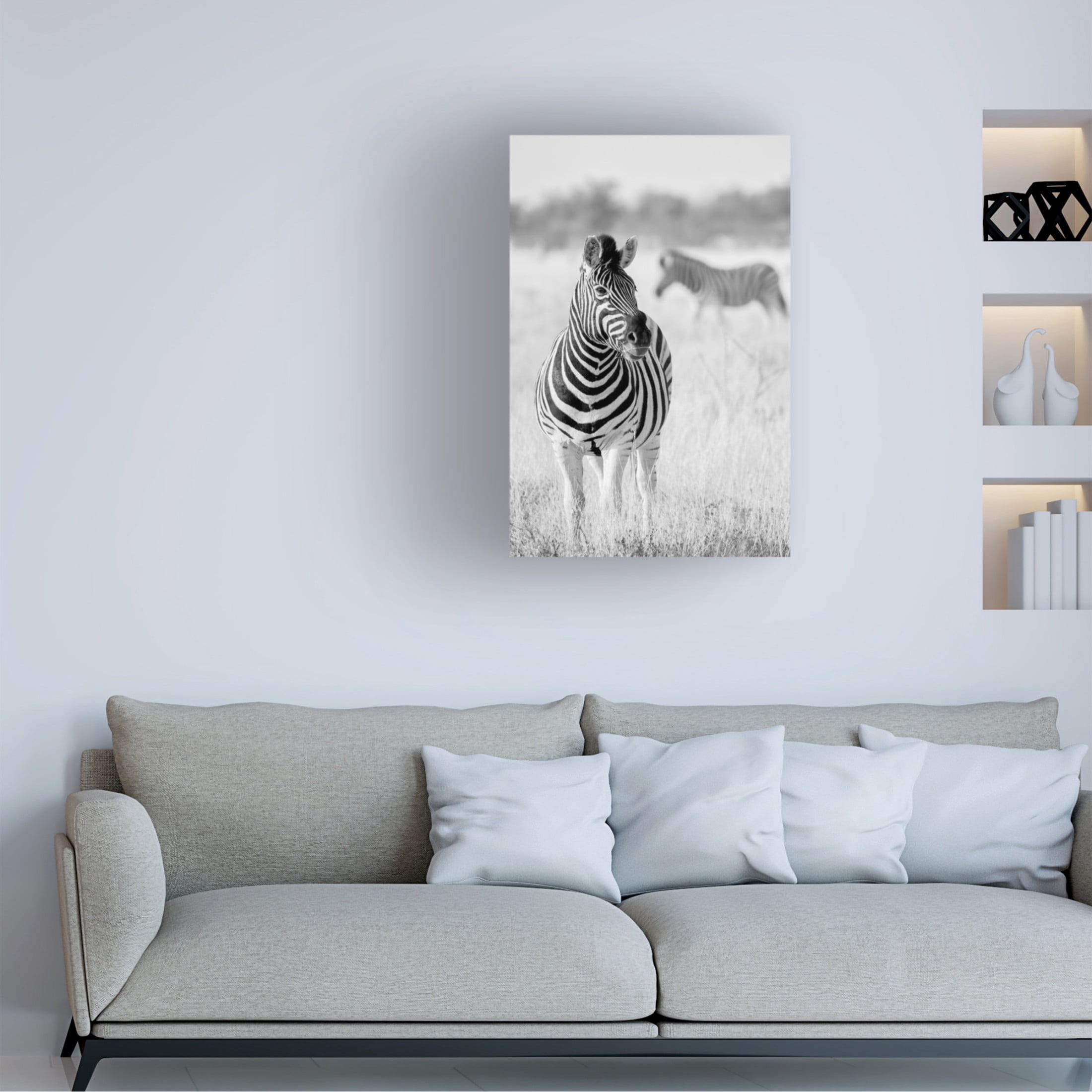 Canvas Wall Art - Hannes Bertsch 'Zebra Bw' Wall Art for Living Room, Bedroom, or Office Décor by Trademark Fine Art - 12 x 19 Inches