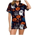 thumbnail image 1 of Kcodviy Chemise de Pyjama Décontractée d'Halloween Imprimée pour Femmes Ensemble de Pyjama et Short en Dentelle Tenue de Nuit Pyjamas pour Femmes Ensemble de Pyjama de Mariée pour Femmes Pyjamas pour Ados, 1 of 6