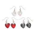 thumbnail image 4 of 50pairs Heart Glass Dangle Earrings with Silver Plated Iron Beads & Platinum Tone Brass Findings Mixed color 36mm Pin: 0.8mm, 4 of 5