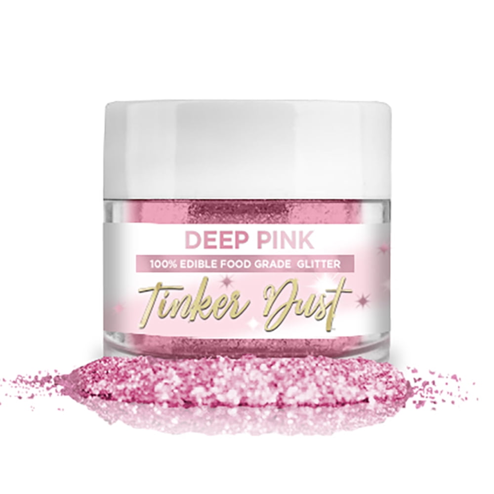 BAKELL Deep Pink Edible Glitter, 5 Gram | TINKER DUST Edible Glitter | KOSHER Certified | 100% Edible Glitter | Cakes, Cupcakes, Cake Pops, Fondant, Drinks, Dessert Vegan Glitter