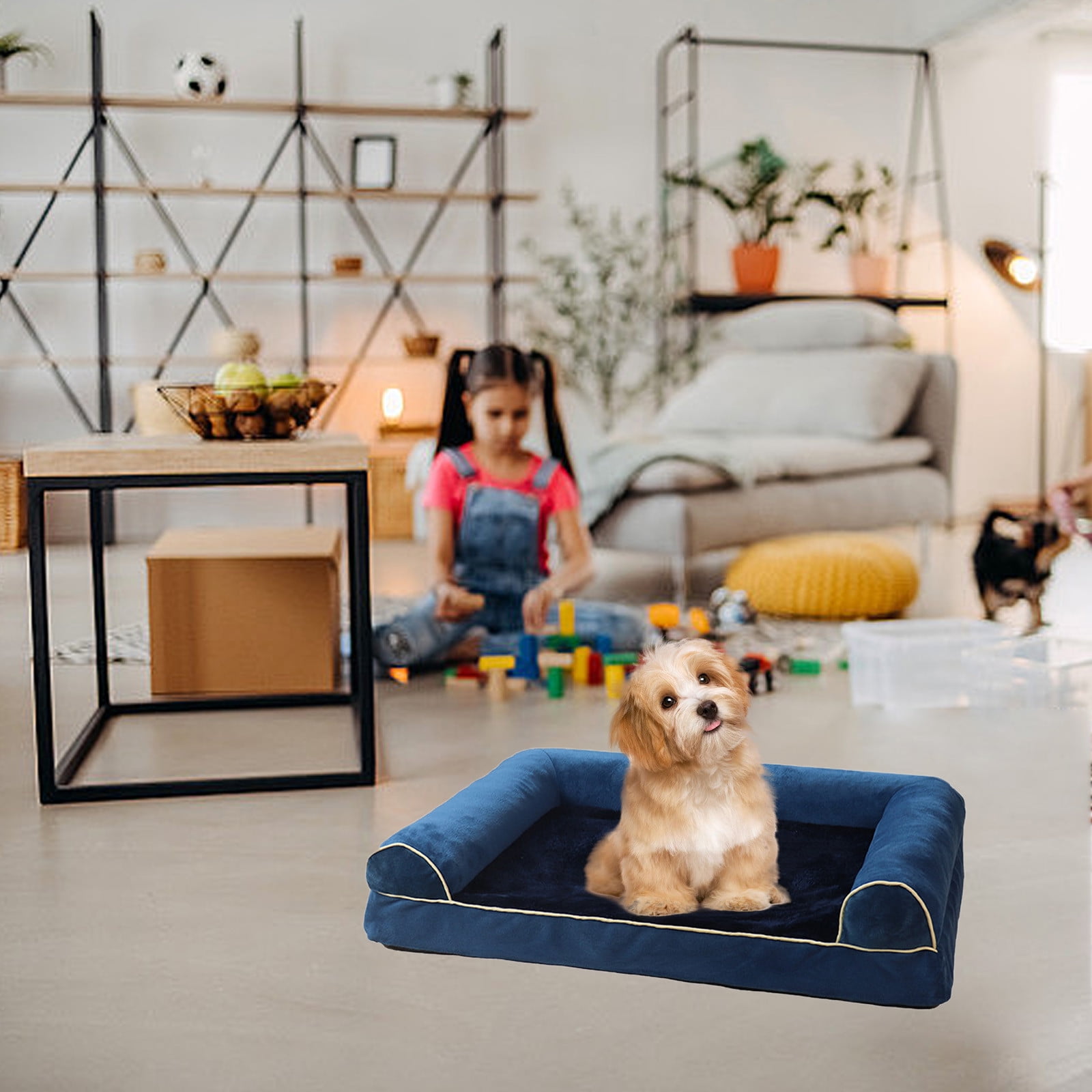UTXQFD Orthopedic Dog Beds, Waterproof Memory Foam Dog Bed with Sides, Non-Slip Bottom and Egg-Crate Foam Big Dog Couch Bed with Washable Removable Cover,