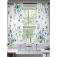 thumbnail image 2 of Leaf Butterfly Sheer Curtains 72 Inch Length 2 Panels Set, Watercolor Sage Green Purple Floral Voile Window Treatment Rod Pocket Curtains Sheers Drapes for Bedroom/Living Room/Kitchen 52"x72"x2, 2 of 7